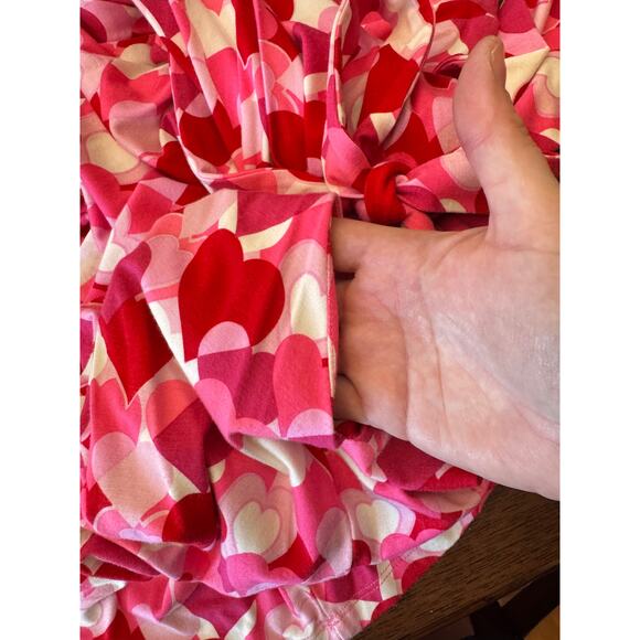 Draper James RSVP Pink Heart Print Wrap Dress Small Ruffle Hem Long Sleeve - Picture 14 of 16